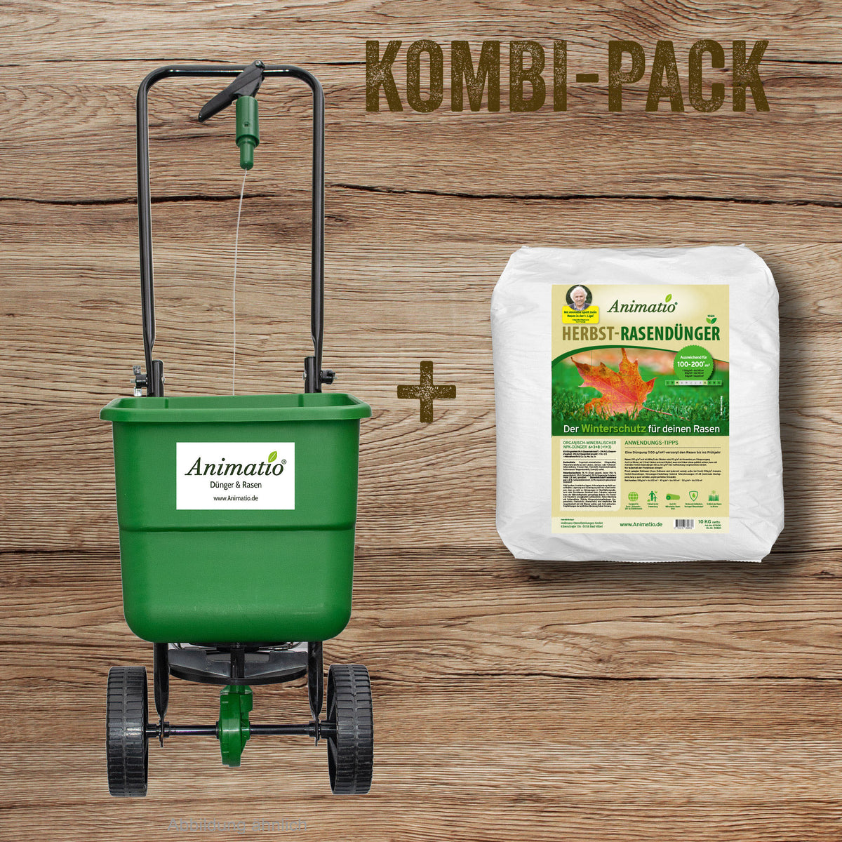 Kombi-Pack: Animatio Blitz Tellerstreuer<br>+ 10 kg Herbst-Rasendünger