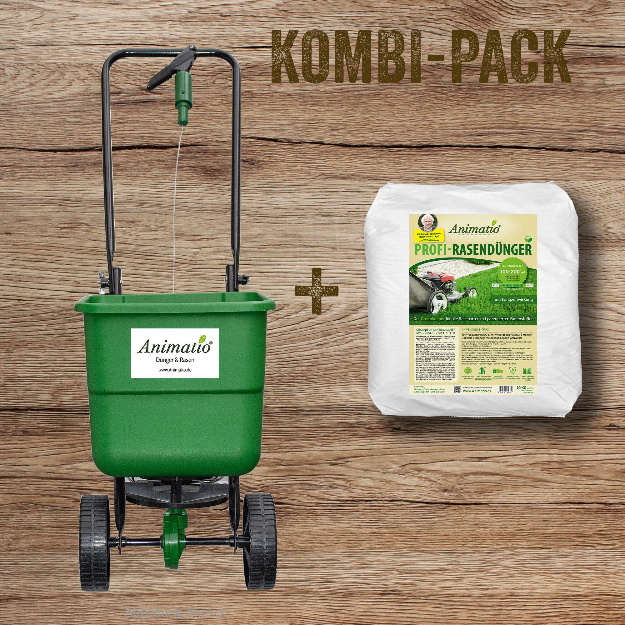 Kombi-Pack: Animatio Blitz Tellerstreuer + 10 kg Profi Rasendünger